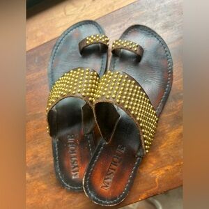 Mystique Black and Gold Studded Sandals